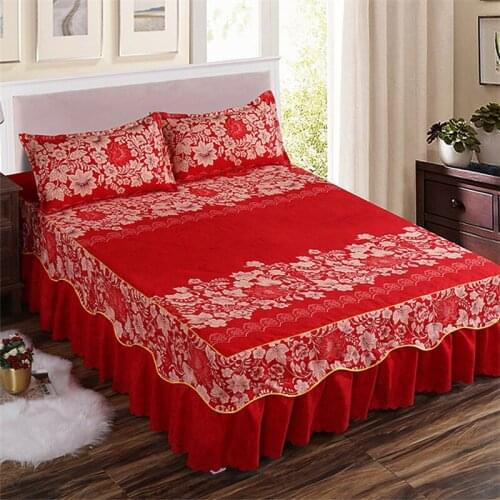 Home Textile Bedcover European Style Bedspread Polyester Cotton Bed Skirts Flowers Colourful Bed Linings Queen Size