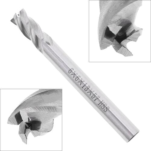 6mm 4 Flute HSS & Aluminum End Mill Cutter with Super Hard Straight Shank for CNC Mold Processing Tool Accessories for Carving
