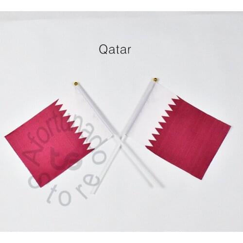 Qatar 14*21cm flag Banner hand waving National flag Home Decoration flag banner