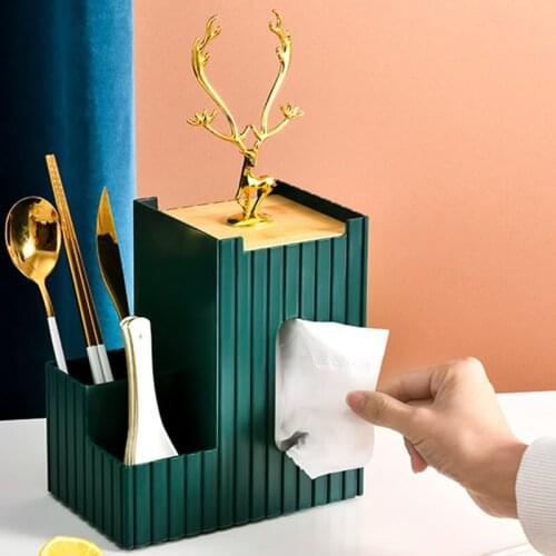 Tissue Box Elk Pumping Box Living Room Household Remote Control Storage Box High-end Creative Restaurant Storage Box
