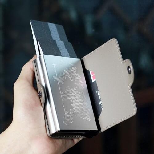 RFID Credit Card Holder Wallet Men Women Leather With Metal Double Bank ID Card Case CreditCard Holder Mens Cardholder 5 Colours