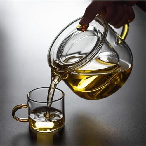 Creative Portable Transparent Glass Teapot Heat Resistant Office Kung Fu Kettle with Infuser Filter Flower Tea Pot Coffee Maker
