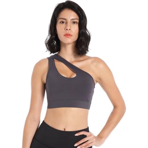 Hot Selling Popular One-shoulder Plus Size Fitness Women Sports Bra Tights Gym Yoga Vest Crop Top Removable Chest Pad Gym Clothe