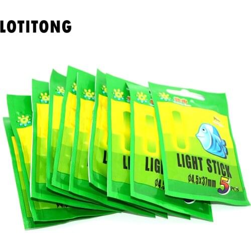 LOTITONG 50pcs 4.5*37mm Night Fishing Luminous Float Fluorescent Light stick Rod Multi-Color Lights Dark Glow Stick fishing tool
