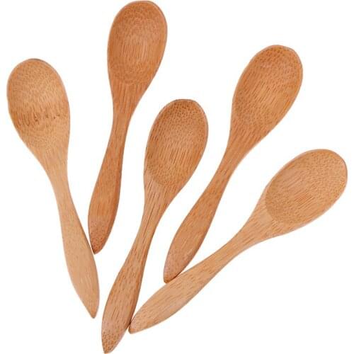 5Pcs/Lot Bamboo Jam Spoon Baby Honey Spoon Coffee Spoon Delicate Kitchen Using Condiment Small scoop 10*2.2CM Teaspoon
