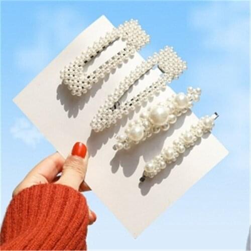 Fashion Pearl Hair Clip for Women Elegant Korean Design Barrette Stick Hairpin Hair Accessories Cheap Wholesale