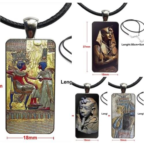 Fashion Glass Cabochon Pendant Rectangle Necklace Choker Necklace Jewelry For Unisex Last Kings Egypt Pharaoh