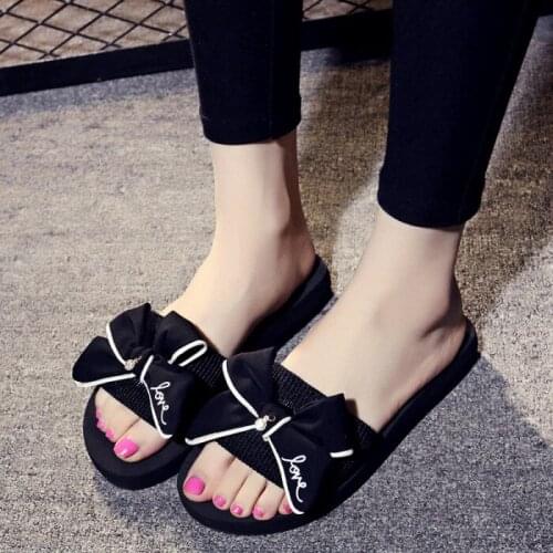 New Style Summer Shoes Woman Sandals Outdoor Slippers Fashion Bowknot Beach Slippers Casual Flat Slides Chanclas Mujer EU33-42