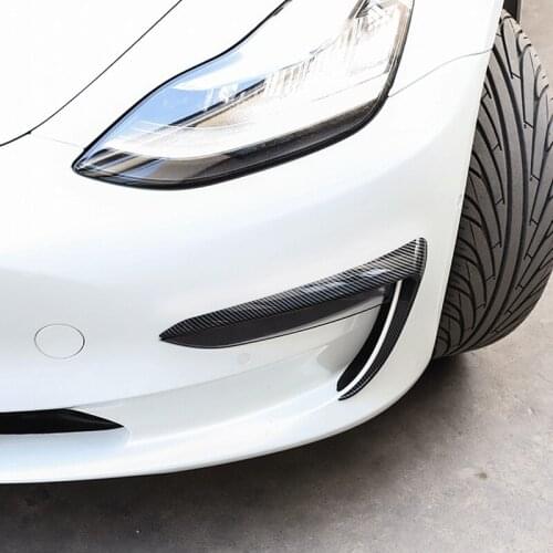 A Pair ABS Car Front Fog Lamp Eyebrow Wind Knife Cover Trim For Tesla Model 3 2017-2021 Fog Light Eyebrow Eye Lid