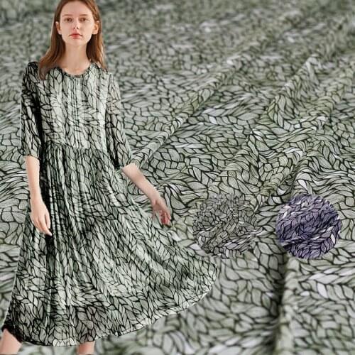 Pearlsilk 8momme Leaf Digital Printed Georgette Silk Fabrics 100% Silk Materials Dress The Sweing Cloth Freeshipping