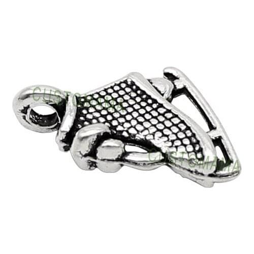 100pcs-Ice Skate Charms Antique Tibetan Silver Tiny Roller skates charm pendants 12x11mm