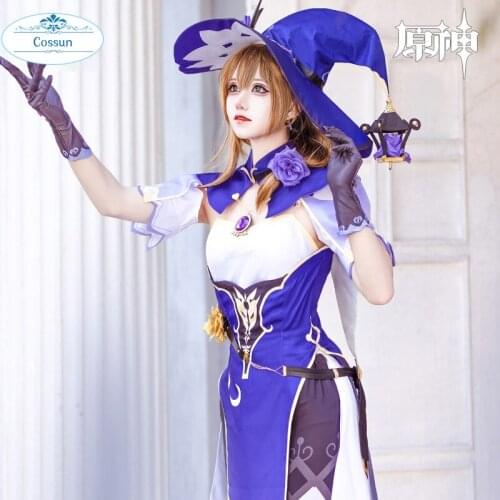 Hot Game Genshin Impact Lisa Cosplay Costume Fashion Purple Combat Uniform Unisex Halloween Party Role Play Clothing