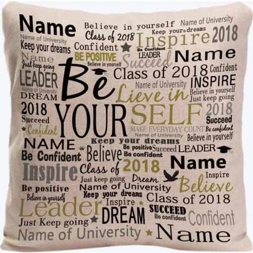 Believe In Yourself Custom Name Year Decorative Throw Cushion Cover Customize Gift Pillowcase By LVSURE For Car Sofa