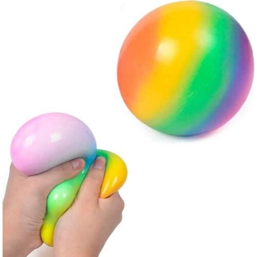 Rainbow Stress Balls Sensory Stress Relief Squeeze Ball Fidget Squishy Balls Toys for Kids And Adults