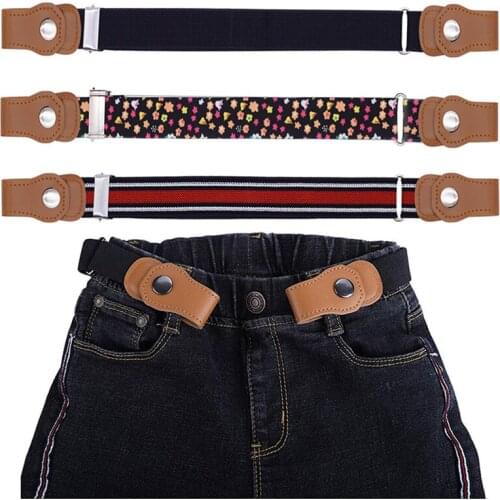 1pcs Adjustable Colorful Childrens Elastic Belt with Smooth Concealed Buckle for Little Boy Girl To Prevent Pants Falling