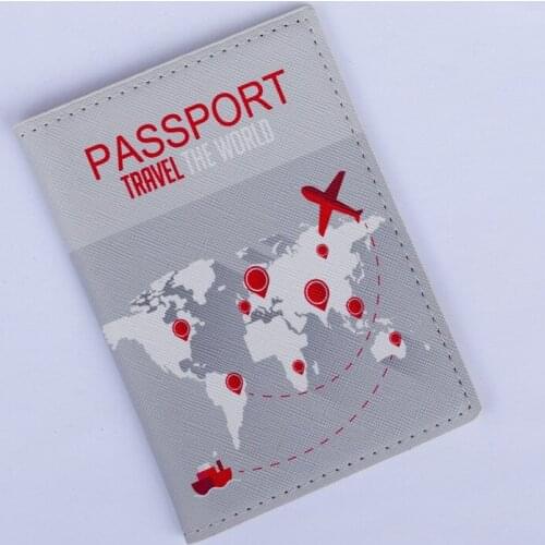Grey Maps Passport Wallet Pu Leather Cover Credit Card Documents Holder Packet Purse Bags Pouch drop shipping