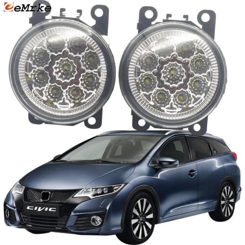 2PCS Car Styling 9-Pieces LED Fog Light Lamp for Honda Civic IX FK Tourer Hatchback 2015 2016 H11 12V Halogen Fog Lights DRL
