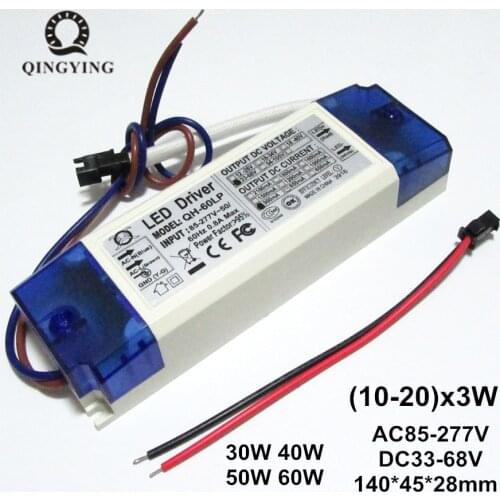 High Power LED Power Supply 10-20x3W 900mA LED Driver High Power Factor DC33-68V 30W 40W 50W 60W Lighting Transformers