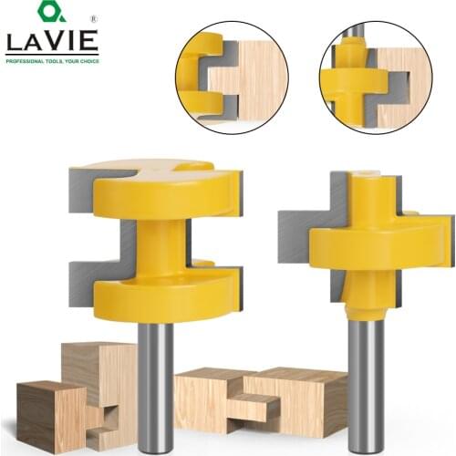 LAVIE 2pcs 8MM Shank T-Slot Square Tooth Tenon Bit Milling Cutter Carving Router Bits for Wood Tool Woodworking C08-155