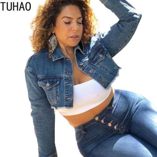TUHAO 2020 Spring Women Sweet Denim Coat Jacket Plus Size 5xl 4XL 3XL Washed Denim Casual Street Big Size Jacket Womens WM101