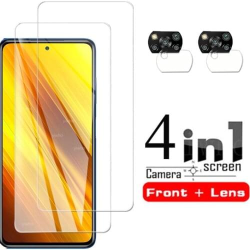 4 in 1 Tempered Glass ON For Xiaomi Poco X3 Glass For Poco X3 Protective Screen Protector xiami PocoX3 camera Lens Glass film
