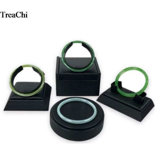 Factory Sale Black Brushed Leather Ring Choker Jewelry Display Stand Holder Kit Charm Bangle Jade Bracelet Organizer 4Pcs/Lot