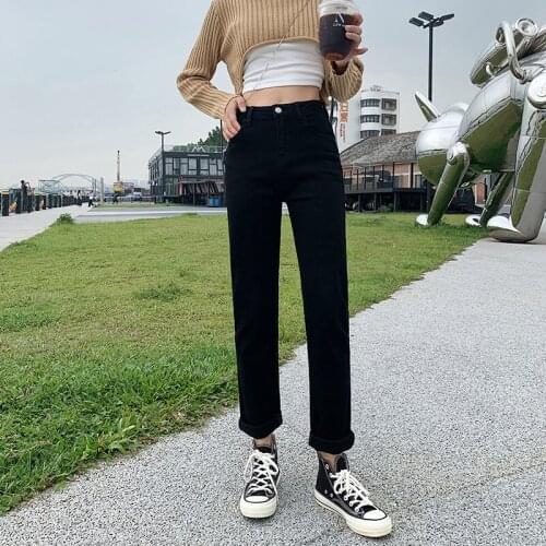 Spring/summer 2020 9-point straight jeans womens size Hong Kong style high waist slim fat mm loose Joker Torre pants