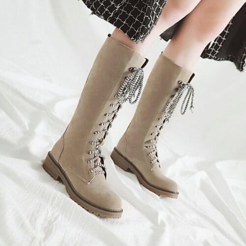 Plus Size 10 11 12 thigh high boots knee high boots over the knee boots boots women ladies boots Cross binding with suede