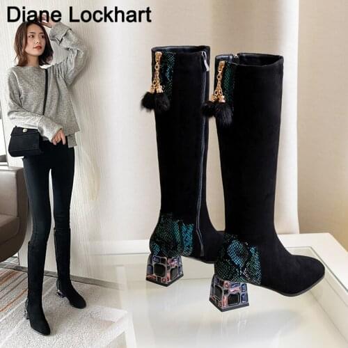 Fashion Womens Winter Shoes Knee High Boots Big Size Women High Quality Suede Party Tassel Boots Totem Brand femmes bottes 41