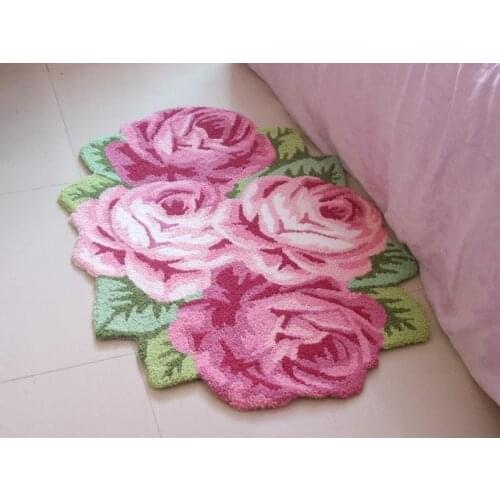 110*70CM Newest Luxury Wedding Mat Four Rose Bedroom Carpet Durable Sofa Handmade Rugs