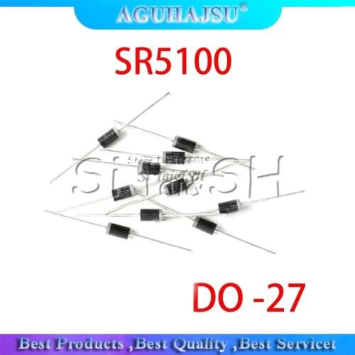 20PCS schottky diode SR5100 5A/ 100V DO -27 SB5100