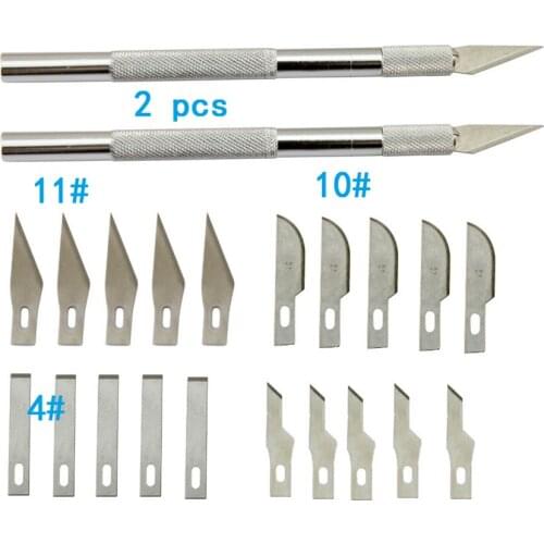 21 Blades+2 knife handle Wood Carving Tools Fruit Food Craft Sculpture Engraving Knife Scalpel DIY Cutting Tool PCB Repair