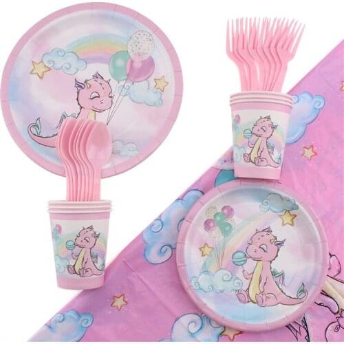 35pc/set Dinosaur Theme Party Tableware Party Birthday Decoration Baby Shower Plates Napkins Disposable Tableware Party Supplies