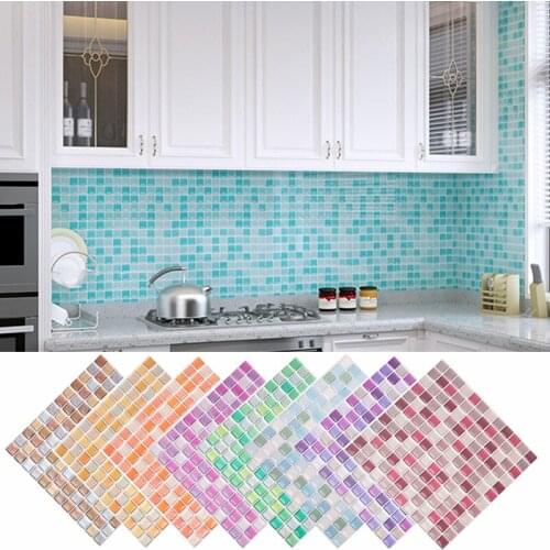 3D Mosaic Wall Tile Stickers Peel and Sticks Self-adhesive Waterproof Backsplash PVC Waterproof Oil-proof Kitchen Bathroom Docor