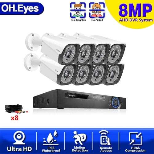 4K Ultra HD CCTV DVR Home Security Camera System Kit 4K 8CH DVR Kit Outdoor Bullet Video Surveillance AHD Camera System Set