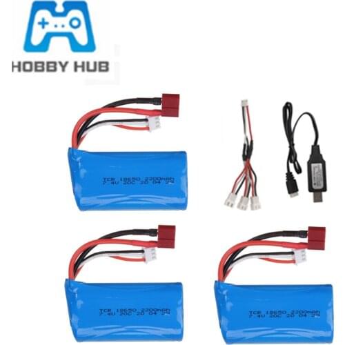 7.4V 2200mAh ipo Battery 18650 for Q46 Wltoys 10428 /12428/12423 RC Car Spare Parts 7.4V 2S battery charger set for toys parts