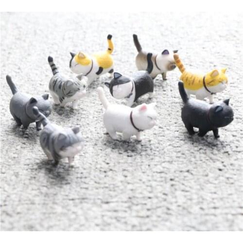 9Pcs Doll Anime Cat Miniatures Cute Cat Toys Lovely Bells Cat pet Action Figure Collectible Model Toys for Figurine Home Decor