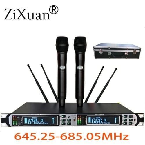 Wireless microphone one for two stage outdoor performance UHF adjustment frequency professional KTV microphone four antenna 500M