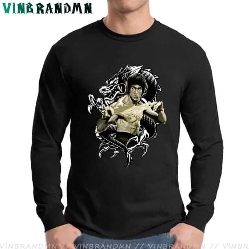 Brucee Lee Mens Printed Long Sleeve T Shirts Martial Art Master Bruce lee Jeet Kune Do Funny Tee Top Male Cotton Vogue T-shirts