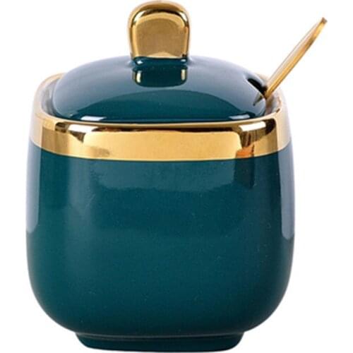 Household ceramic seasoning can salt can sugar can dressing box with seasoning collection jar with cover kitchen parting