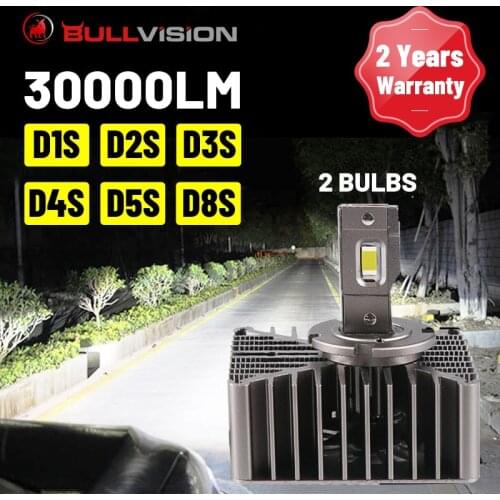 Bullvision D5S HID Xenon Headlamp D1S D2S D3S D4S D8S D2R D4R 30000LM 35W 6000K 12V CSP Chip 1Pair Auto HID Bulb Canbus No Error