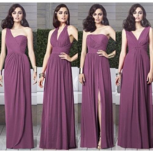 Purple Chiffon Long Bridesmaid Dresses A-Line 2015 New Halter Women Party Dresses Floor-Length vestidos de dama de honor BD24