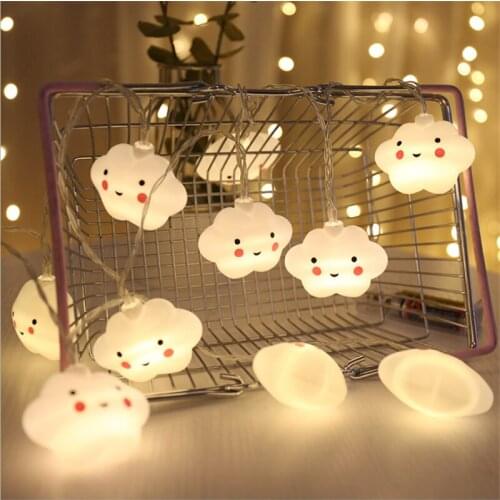 2pcs 20Leds Smile Cloud String Lights Battery Powered Indoor Ambient Lighting For Garden Birthday Party Wedding Home Decoration