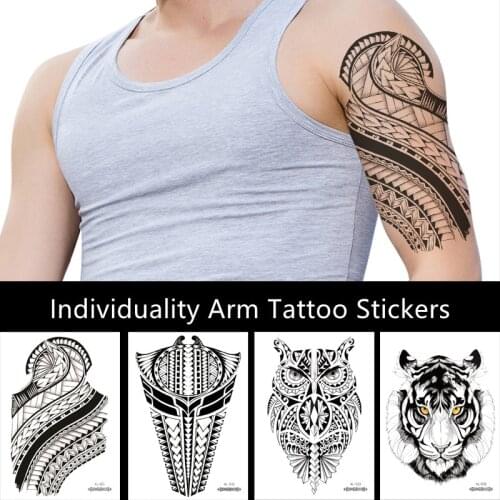 Personality Owl Totem Wolf Tiger Body Art Water Transfer Waterproof Temporary Tattoo Sticker For Men Large Arm Fake Tattoos
