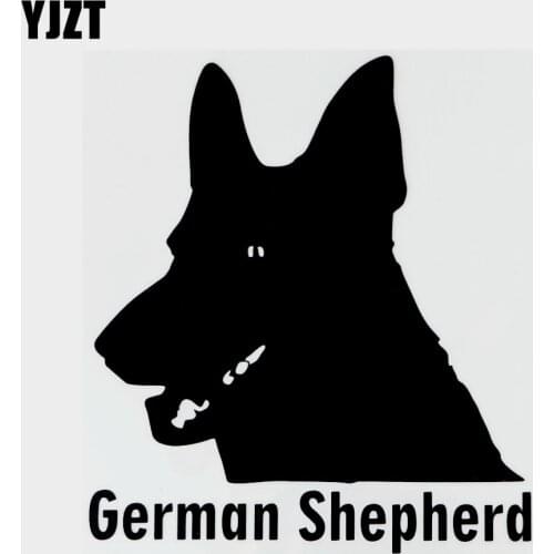 YJZT 12CM×13.6CM Interesting German Shepherd Dog Vinyl Decal Car Sticker Black/Silver 13F-0135