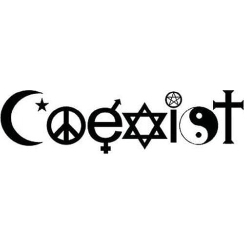 13.2X3.5CM COEXIST Bardian Interesting Vinyl Car Sticker Motorcycle Decals Black/Silver S8-0281