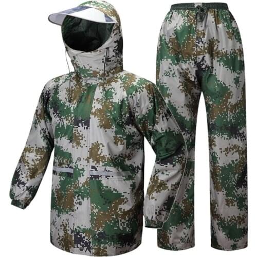 Camouflage Professional Adult Outdoor Raincoat Thicker Double-layer Heavy Water Gear Fashionable Sportswear Waterproof Rainsuit