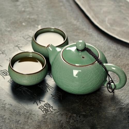China Longquan Celadon Kung Fu Tea Set A Teapot Of Two Teacup