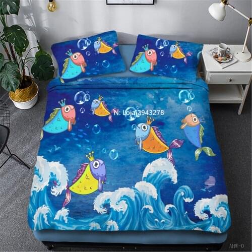 World Nautical Ocean Pattern Three Piece SET 3D Digital Bedding Set Duvet Quilt Cover Pillowcase Children Bedroom Decoration