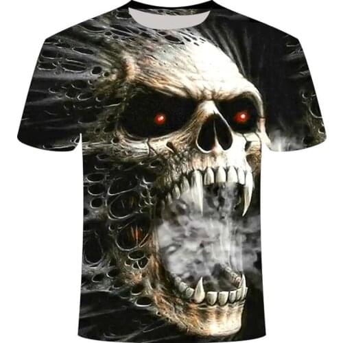 Skull Beauty Cool 3D Mens T-shirt Motorcycle Punk 3D Printing T-shirt Summer Mens Casual Clothes T-shirt Top Mens Top